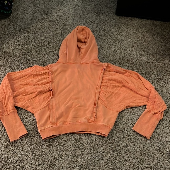 Free People Love Letter long sleeve hoodie in peachy orange size Small - Picture 3 of 5
